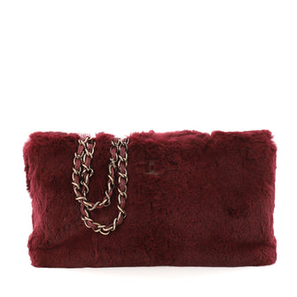 Chanel Vintage CC Chain Tote Fur Medium Red 3350401