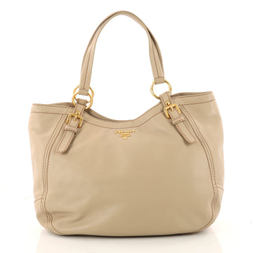 Prada Belted Tote Soft Calfskin Large Neutral 3350707