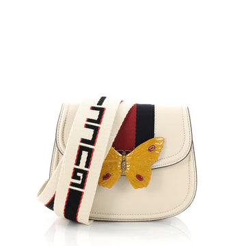 Gucci Linea Totem Web Shoulder Bag Leather Small White 3354002