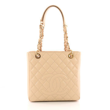 Chanel Petite Shopping Tote Quilted Caviar Neutral 3354101