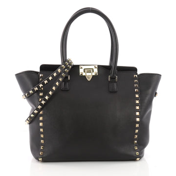 Valentino Rockstud Tote Rigid Leather Medium Black 3354501