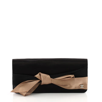 Chanel Bow Clutch Satin Black 3355201
