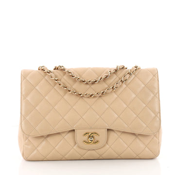 Chanel Classic Single Flap Bag Quilted Caviar Jumbo Neutral 3355902