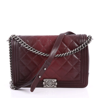 Chanel Boy Flap Bag Quilted Ombre Goatskin Large Red 3357203