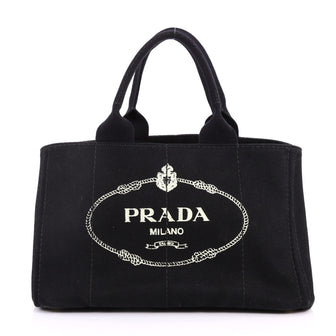  Prada Canapa Convertible Tote Canvas Medium Black 3358101