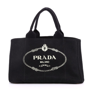  Prada Canapa Convertible Tote Canvas Medium Black 3358101