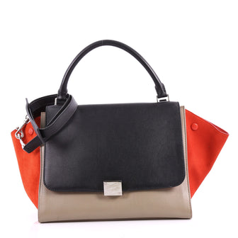  Celine Tricolor Trapeze Handbag Leather Medium Red 3358705