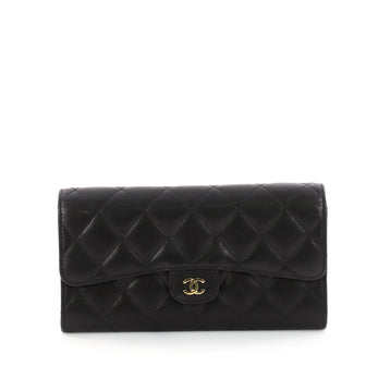 Chanel CC Gusset Classic Flap Wallet Quilted Lambskin Long Black 3359902