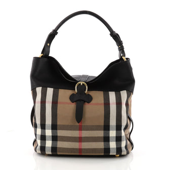 Burberry Sycamore Hobo House Check and Leather Medium Brown 3360601