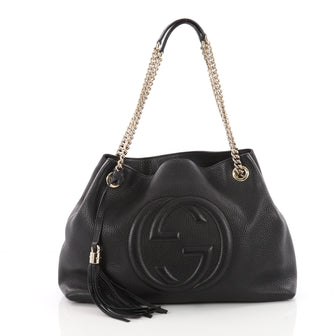 Gucci Soho Chain Strap Shoulder Bag Leather Medium Black 3361802
