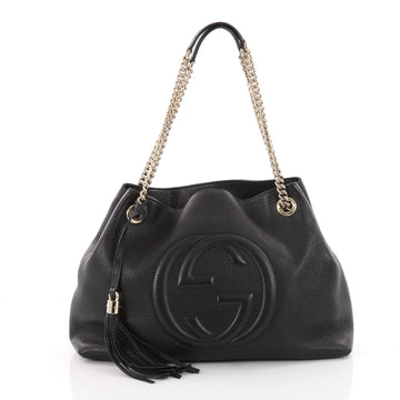 Gucci Soho Chain Strap Shoulder Bag Leather Medium Black 3361802