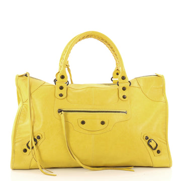 Balenciaga Work Classic Studs Handbag Leather Yellow 3361901