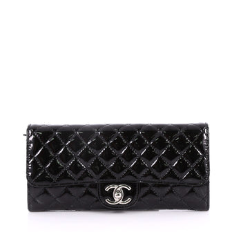 Chanel Wallet On Chain Clutch Quilted Patent East West Black 3362303
