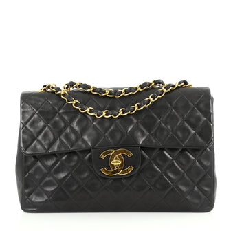 Chanel Vintage Classic Single Flap Bag Quilted Lambskin Black 3362901