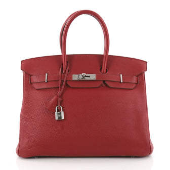Hermes Birkin Handbag Red Togo with Palladium Hardware Red 3363101
