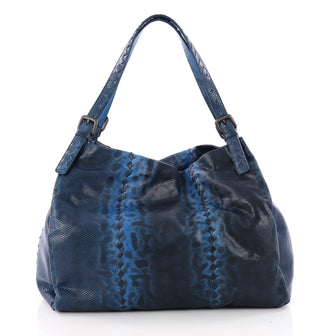 Bottega Veneta Belted Shopper Tote Karung with Intrecciato Detail Large Blue 3363701