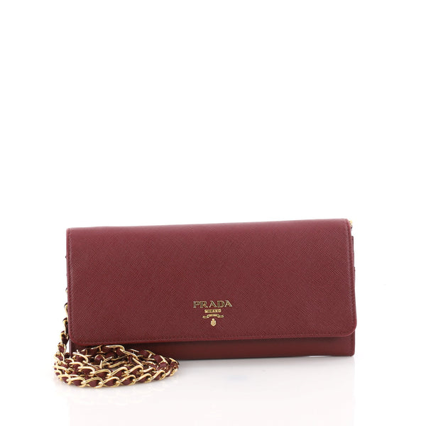 Prada Wallet on Chain Saffiano Leather Red 1413342