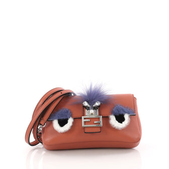 Fendi Monster Baguette Leather and Fur Micro Pink 3365103