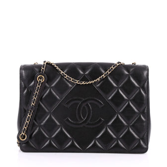 Chanel Diamond CC Flap Bag Quilted Lambskin Medium Black 3365702
