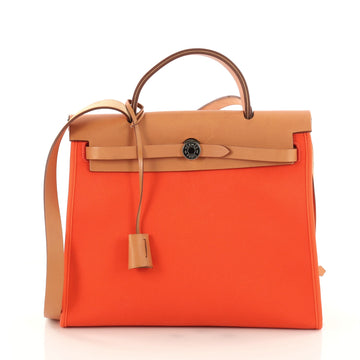 Hermes Herbag Zip Leather and Toile 31 Orange 3365901