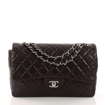 Chanel Classic Single Flap Bag Quilted Lambskin Jumbo Brown 3366501