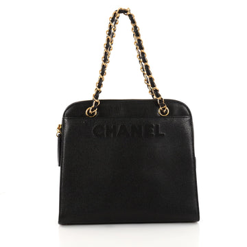 Chanel Vintage Logo Chain Tote Caviar Small Black 3367902
