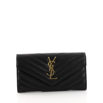Saint Laurent Classic Monogram Flap Wallet Matelasse Black 3368704