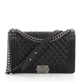 Chanel Boy Flap Bag Quilted Lambskin New Medium Black 3368901