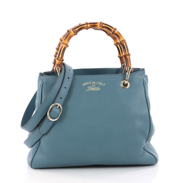 Gucci Bamboo Shopper Tote Leather Small Blue 3369003