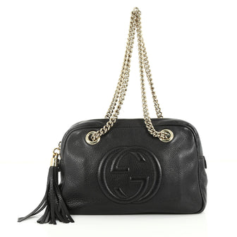 Gucci Soho Chain Zipped Shoulder Bag Leather Small Black 3369202