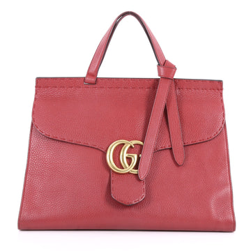Gucci GG Marmont Top Handle Bag Leather Medium Red 3369801