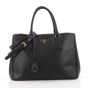 Prada Double Zip Lux Tote Saffiano Leather Medium Black 3370104