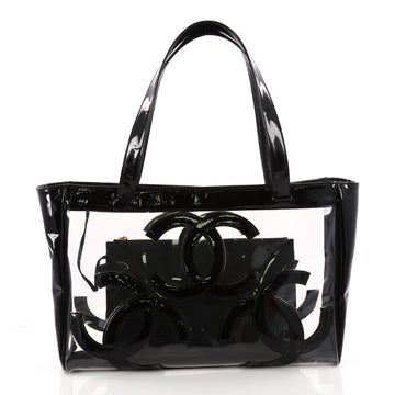Chanel Triple CC Tote PVC and Patent Medium Black 3370801