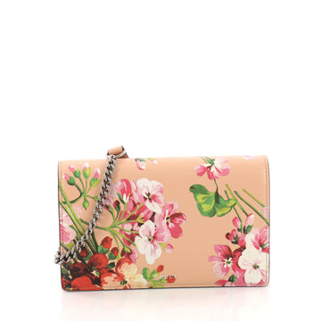 Gucci Chain Wallet Blooms Print Leather Pink 3370803