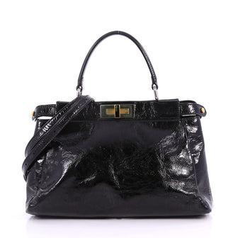 Fendi Peekaboo Handbag Patent Regular Black 3371503