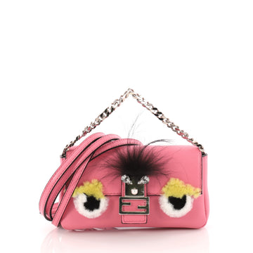 Fendi Monster Baguette Leather and Fur Micro Pink 3371904