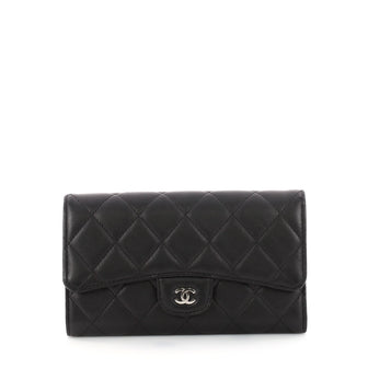 Chanel L-Flap Wallet Quilted Lambskin Long Black 3372002
