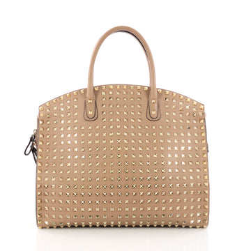 Valentino Rockstud Convertible Dome Tote Full Studded Leather Neutral 3372102