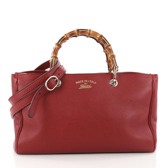 Gucci Bamboo Shopper Tote Leather Medium Red 3372105