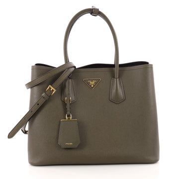 Prada Cuir Double Tote Saffiano Leather Medium Green 3372202