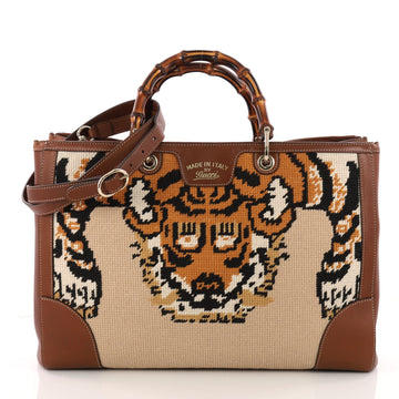 Gucci Bamboo Shopper Tote Needle Point Textile Large 3374201