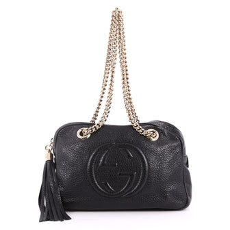 Gucci Soho Chain Zipped Shoulder Bag Leather Small Black 3377802