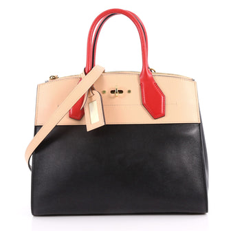 Louis Vuitton City Steamer Handbag Leather MM Black 3377901