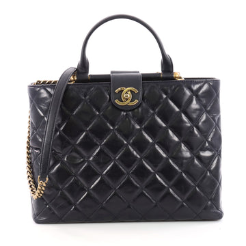 Chanel Gold Bar Tote Quilted Aged Calfskin Blue 3379301