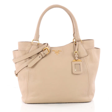 Prada Side Pocket Convertible Tote Vitello Daino Large Neutral 3379302
