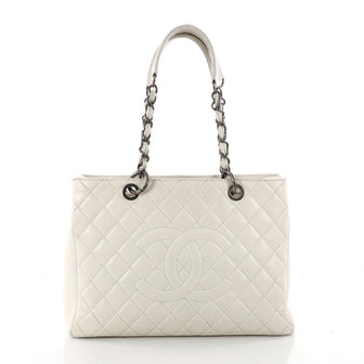 Chanel Grand Shopping Tote Quilted Caviar White 3380403