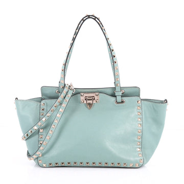 Valentino Rockstud Tote Soft Leather Small Green 3380405