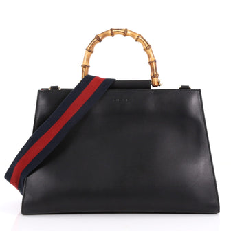 Gucci Nymphaea Top Handle Bag Leather Medium Black 3380407