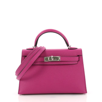 Hermes Kelly Mini II Handbag Pink Epsom with Palladium Pink 3380801