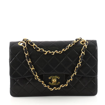 Chanel Vintage Classic Double Flap Bag Quilted Lambskin Small Black 3383201